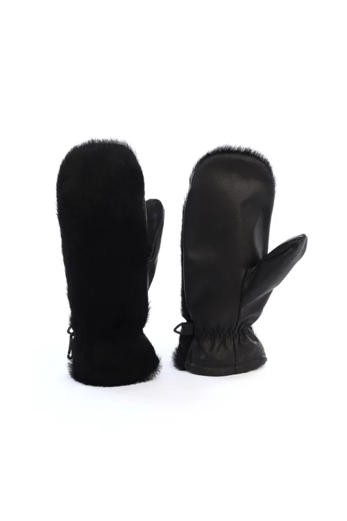 Black Cow fur Mittens - Urban | Fur mittens - Urban | BILODEAU Canada