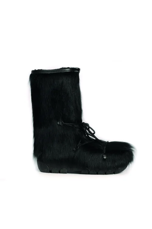 Black Cow fur children boots - Blizzard | Snowmobile boots | BILODEAU Canada
