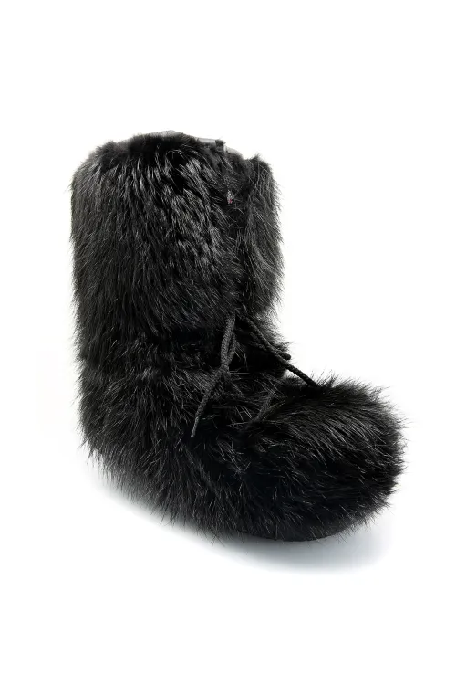 Black Beaver children fur boots - Blizzard | Snowmobile boots | BILODEAU Canada