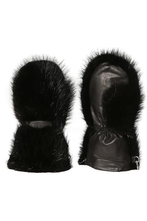 Black Beaver fur children mittens - Long | Gloves and mittens - Outdoors | BILODEAU Canada