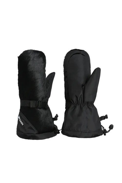 Black sheared Cow fur mittens - Long | Women/Men | BILODEAU Canada