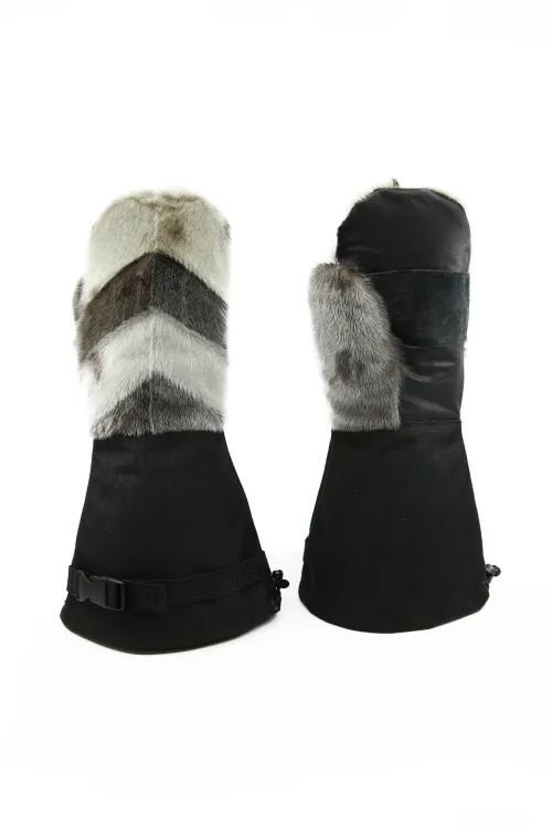 Expedition natural seal fur mittens - Arrow style - Long | Fur mittens - Long mittens | BILODEAU Canada