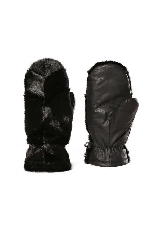 Black Seal fur mittens - Milkweed insulation - Urban | Fur mittens - Short Mittens | BILODEAU Canada