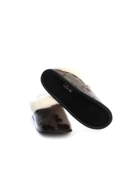 Natural Seal fur and wool lining - Slippers | Slippers and mules | BILODEAU Canada