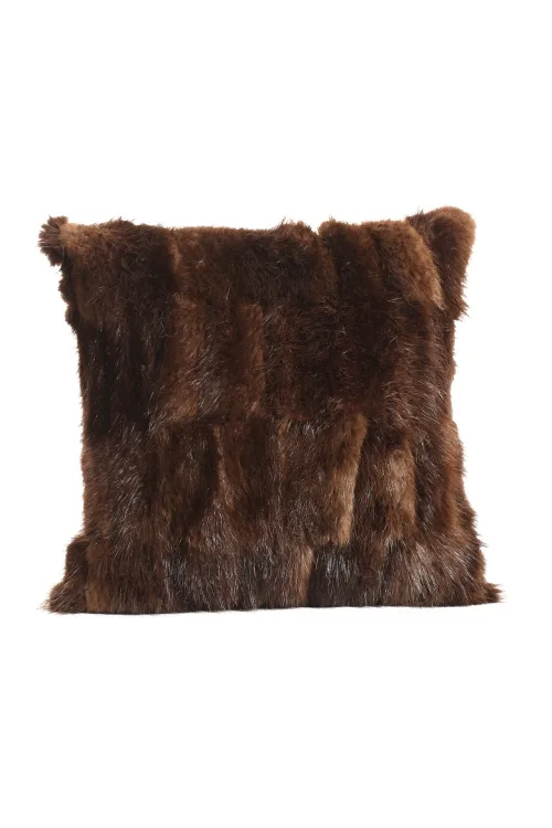 Cushion - Checkered nature Beaver fur | Decorative accessories | BILODEAU Canada