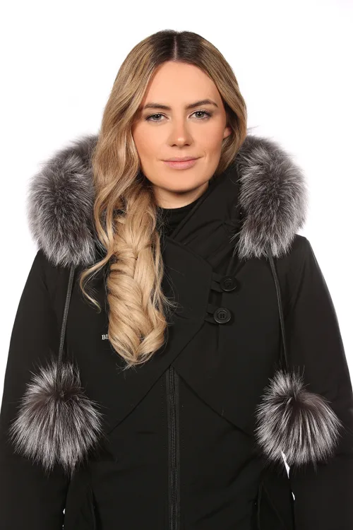 FUR TRIM WITH POMPOMS SILVER FOX | Fur trims | BILODEAU Canada