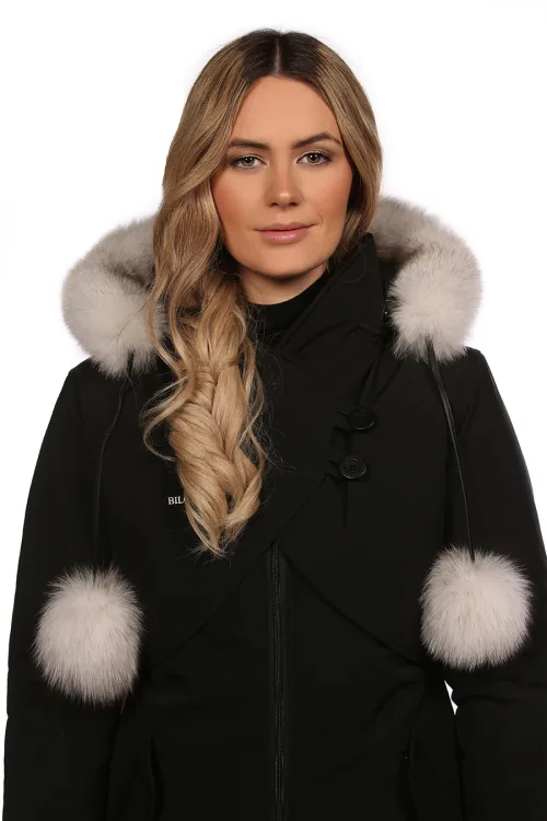 Fur trim with pompoms Blue Fox | Fur trims | BILODEAU Canada