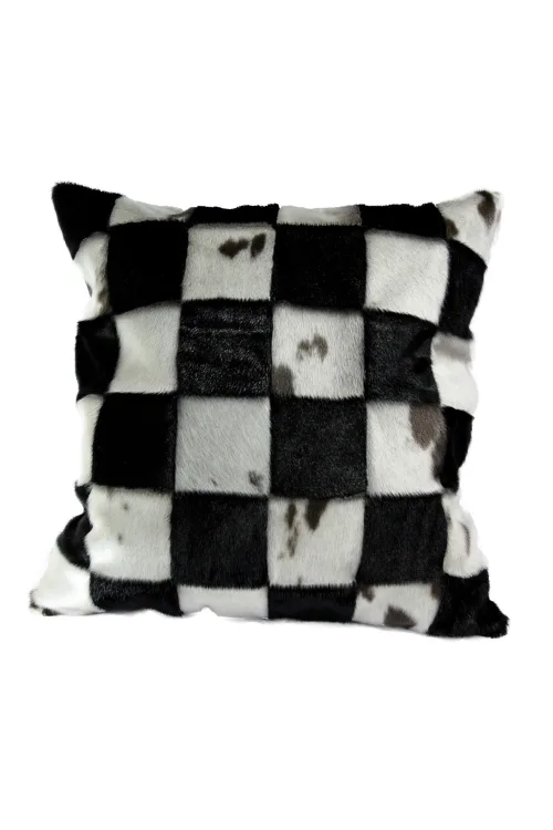 Cusshion 18'' x 18'' checkered natural Seal | Decorative accessories | BILODEAU Canada