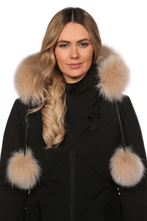 FUR TRIM WITH POMPOMS BLUSH FOX | Fur trims | BILODEAU Canada