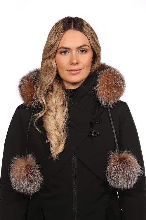 Fur trim with pompoms Crystal Fox | Fur trims | BILODEAU Canada