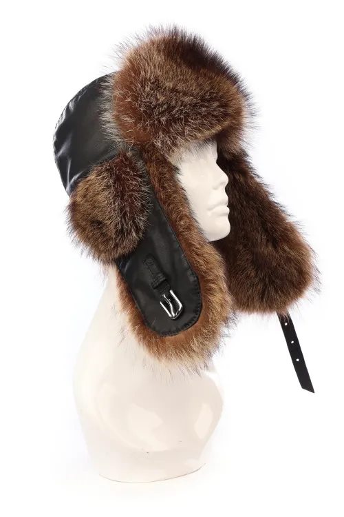 Chapeau en fourrure de Raton Laveur naturel - Fourrure recyclée - Aviateur | Chapeaux en fourrure | BILODEAU Canada