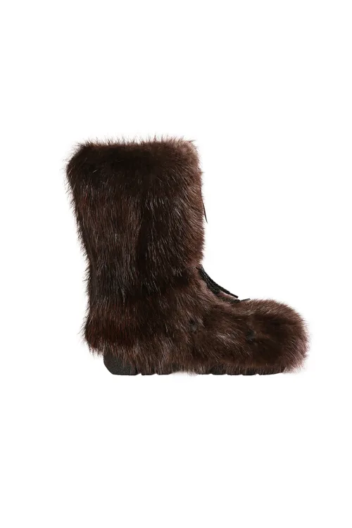 Bottes en fourrure de Castor naturel - Zip avant - Nakiuk régulière | Femmes/Hommes | BILODEAU Canada