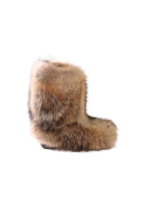 Bottes en fourrure de Coyote naturel - Zip avant - Nakiuk régulière | Femmes/Hommes | BILODEAU Canada