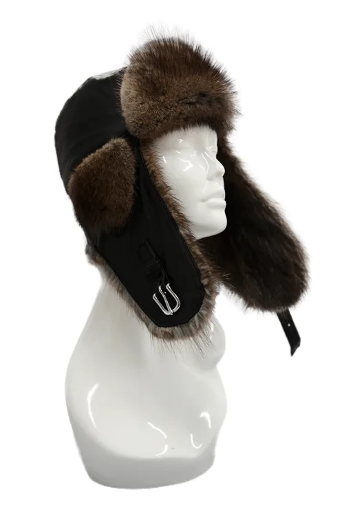 Chapeau en fourrure de Rat Musqué naturel - Aviateur | Chapeaux en fourrure | BILODEAU Canada