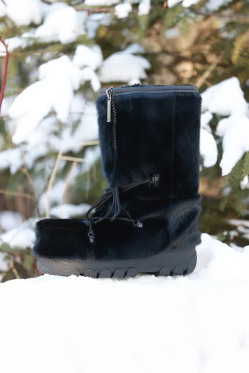 Bottes en fourrure de Loup Marin noir - Blizzard | Bottes d'hiver - Bottes de plein air | BILODEAU Canada