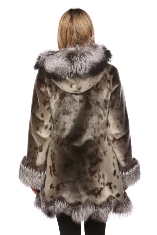 Manteau Megan - Vison noir & Renard Argenté | Manteaux d'hiver pour femme - Manteaux de fourrure | BILODEAU Canada
