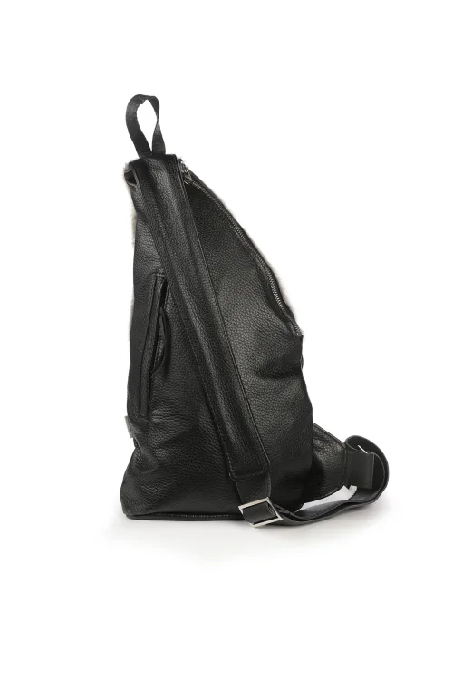 Sac à main en fourrure de Loup Marin naturel et cuir - Vanne |  | BILODEAU Canada