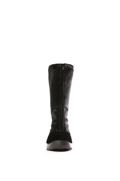 Bottes en fourrure de Loup Marin noir - Semelle traction - Kiona | Bottes d'hiver - Bottes urbaines | BILODEAU Canada